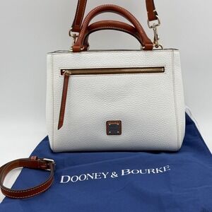 Dooney & Bourke White Pebble Grain Leather Satchel Crossbody Bag Handbag
